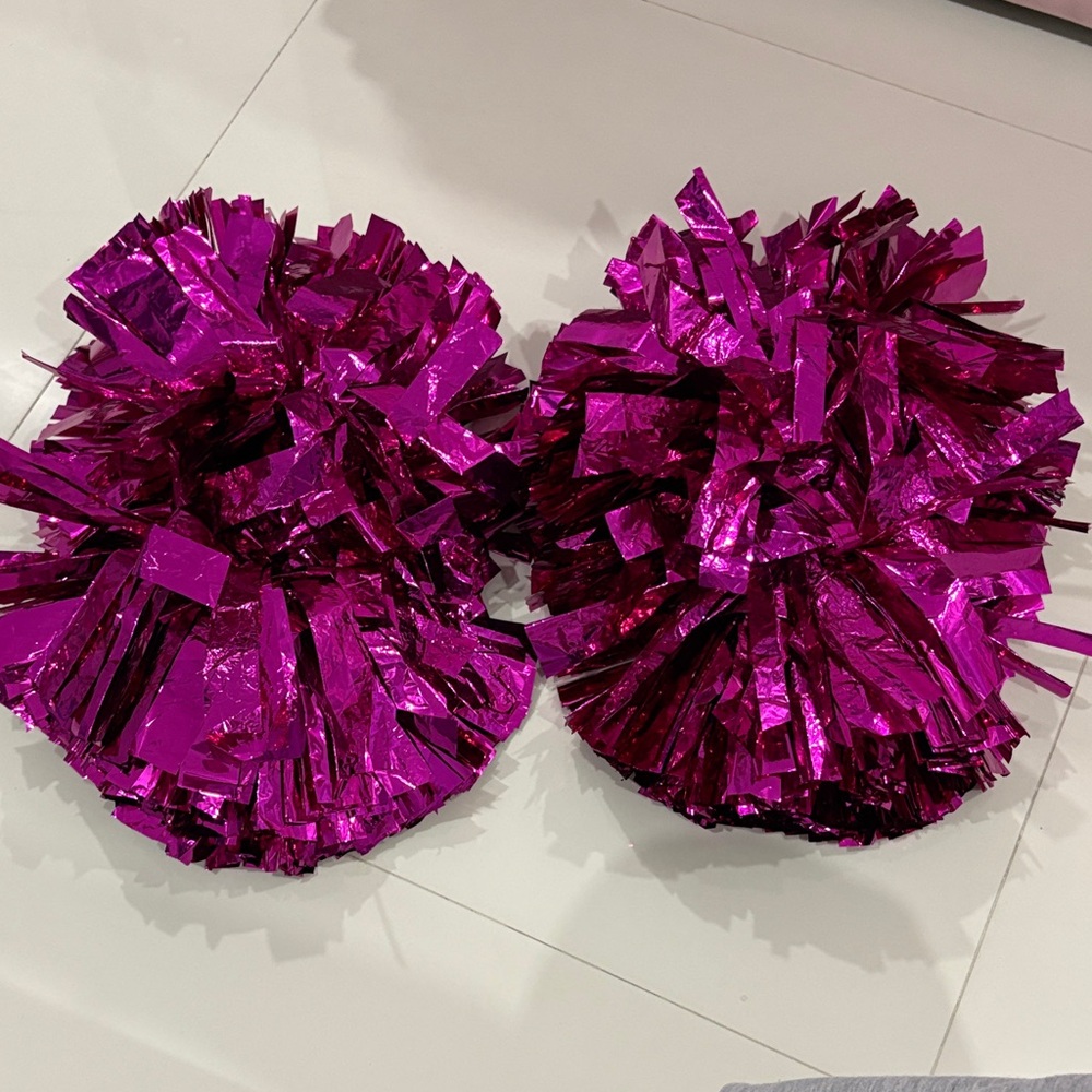 Shiny Pink Pom Poms